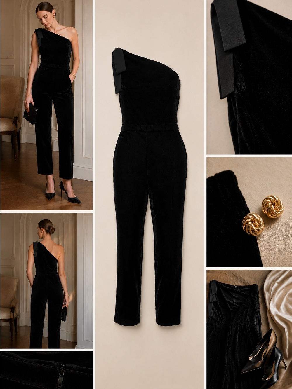 Banana Republic Black One-Shoulder Jumpsuit